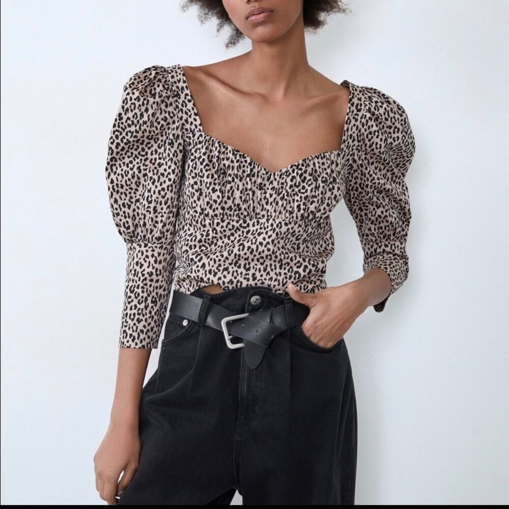 Zara leopard print Poplin top